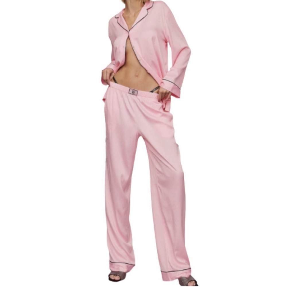 Victoria Secret Luxe Satin Pajama Set 2PC Pink Glazed Shine Sleepwear